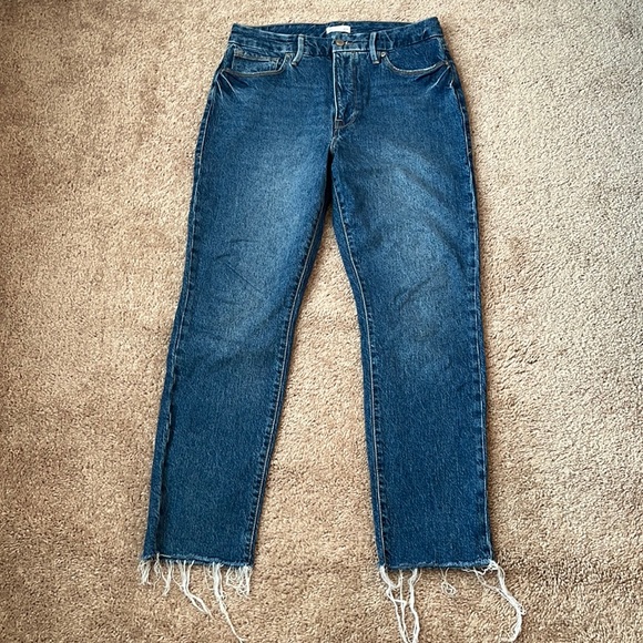 Good American Denim - Good American High Waisted Raw Hem Jeans